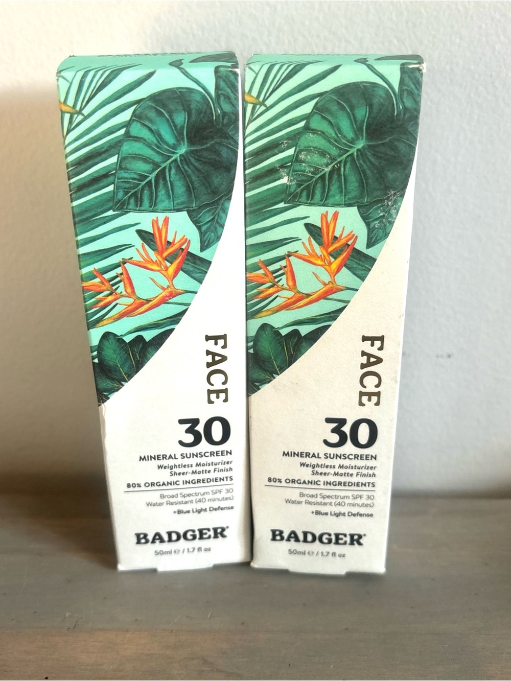 2 Pk Badger Face Mineral Sunscreen SPF 30 Water-Resistant, Moisturizer-Exp 2/27